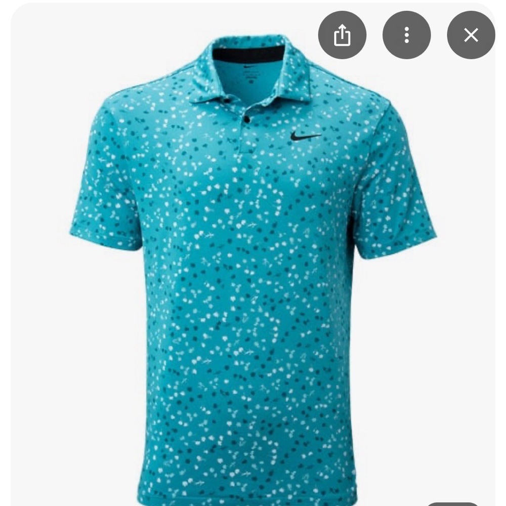 Nike Green and Blue Polo Shirt with Speckled Pattern